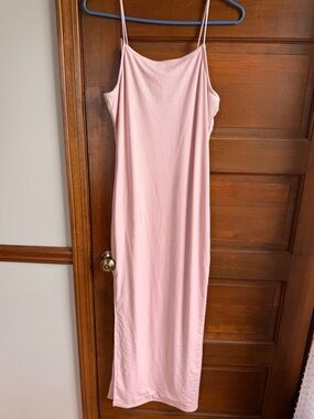 FOURTEEN TWELVE BABY PINK RIBBED MAXI DRESS